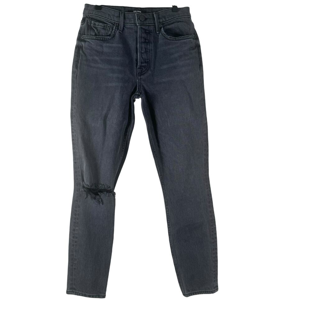 Grlfrnd Women Karolina Button Fly Slim Straight Jeans Future Forever Black 25